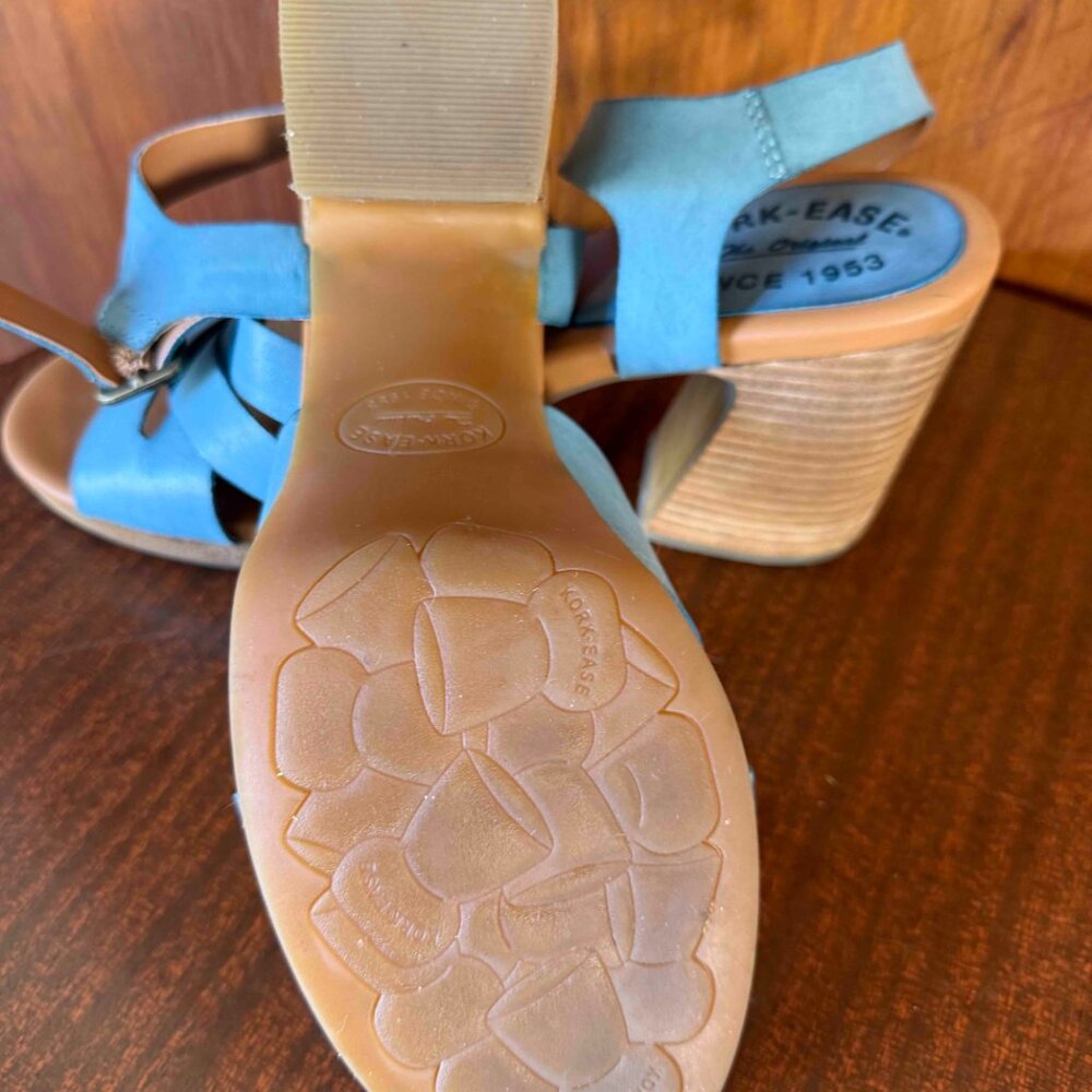 Kork Ease Women Size 10 Hutton Turquoise Leather Ankle Strap Platform Sandals - Picture 7 of 7